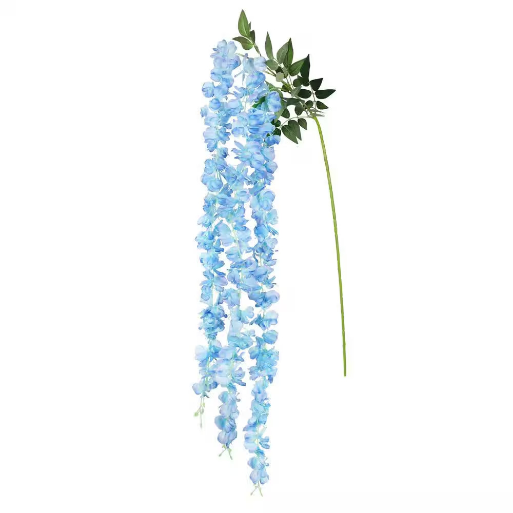 66 In. Blue Artificial Hanging Wisteria Flower Stem Spray (Set of 2)