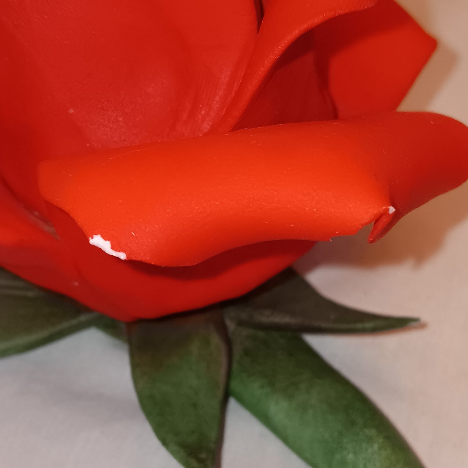 Vtg Capodimonte Red Rose on Stem Romantic Decor Made in Italy