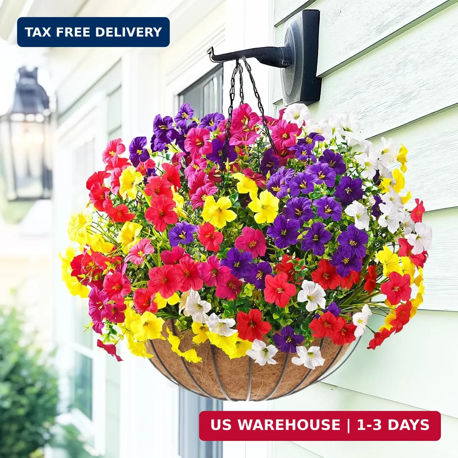 Artificial Flowers for Outdoors, 12 Bundles Mixed Color Artificial Petunias Fake