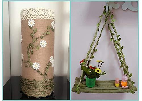 33 Feet Natural Burlap Ribbon,5MMjute Twine withArtificial Vine Fake Foliage