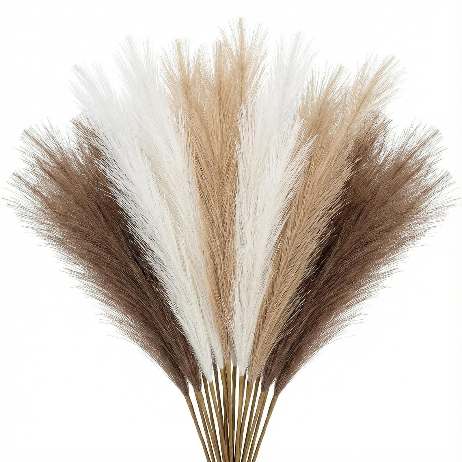 Cong He Pampas Grass Decor 21.7 Inch White Beige Brown, Brown
