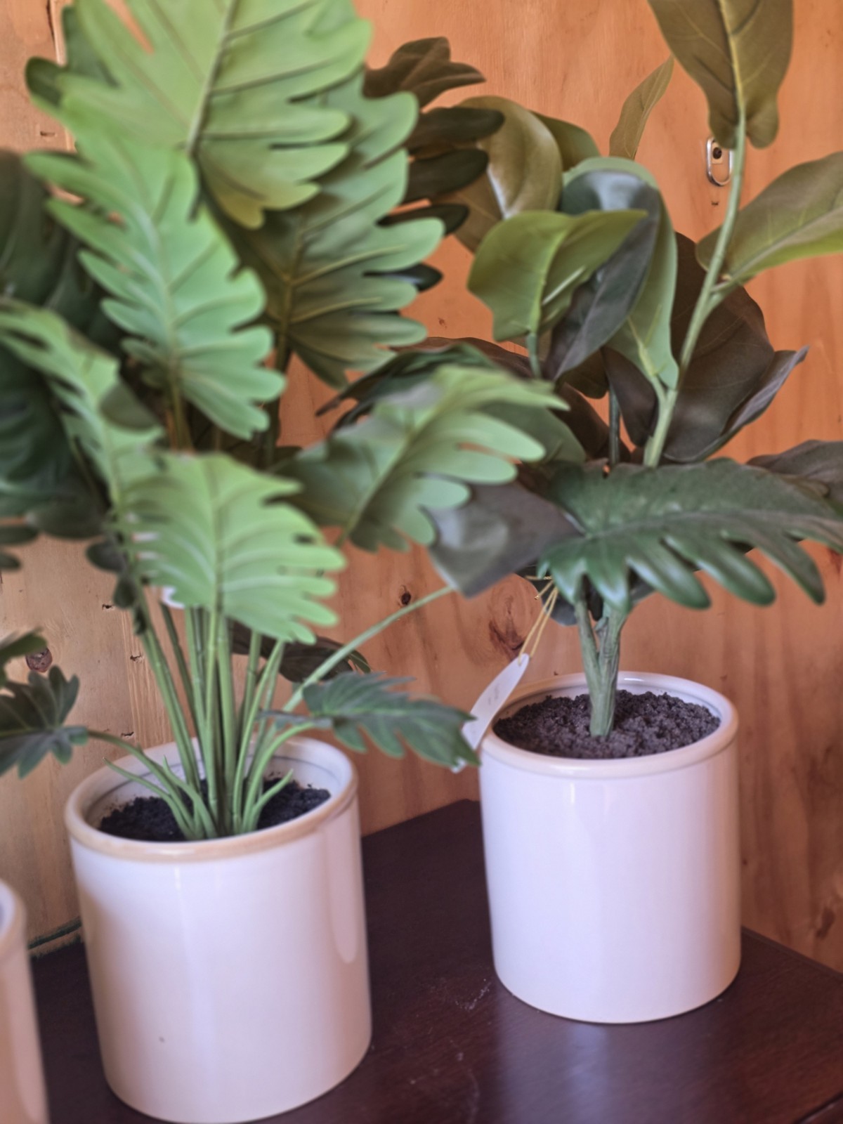 Bundle Deal: Faux Plants Set with TwoMetal Plant Stands – Excellent Condition!