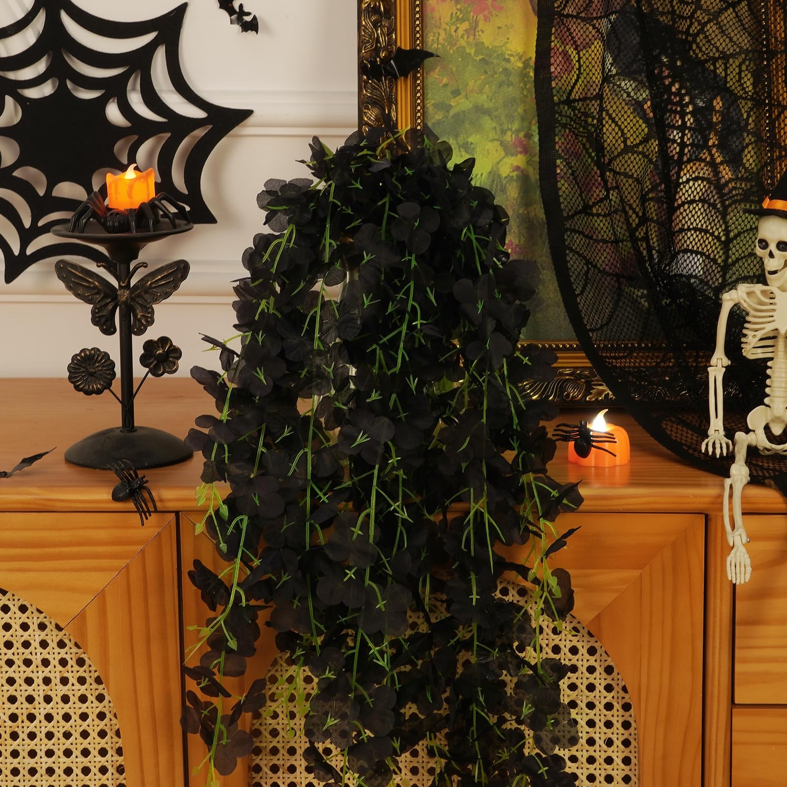 10Pcs Black Fake Wisteria Hanging Flowers, 3.6Ft/Pcs Artificial Wisteria Garl…