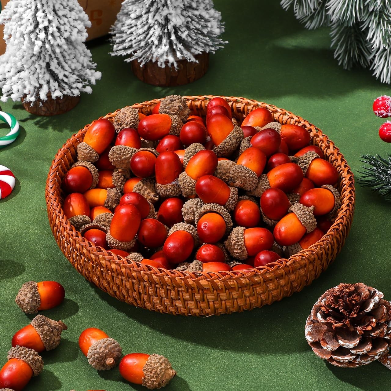 100pcs Artificial Acorns, 1.5 Inch Fake Nuts for Woodland Baby Shower & Weddi…