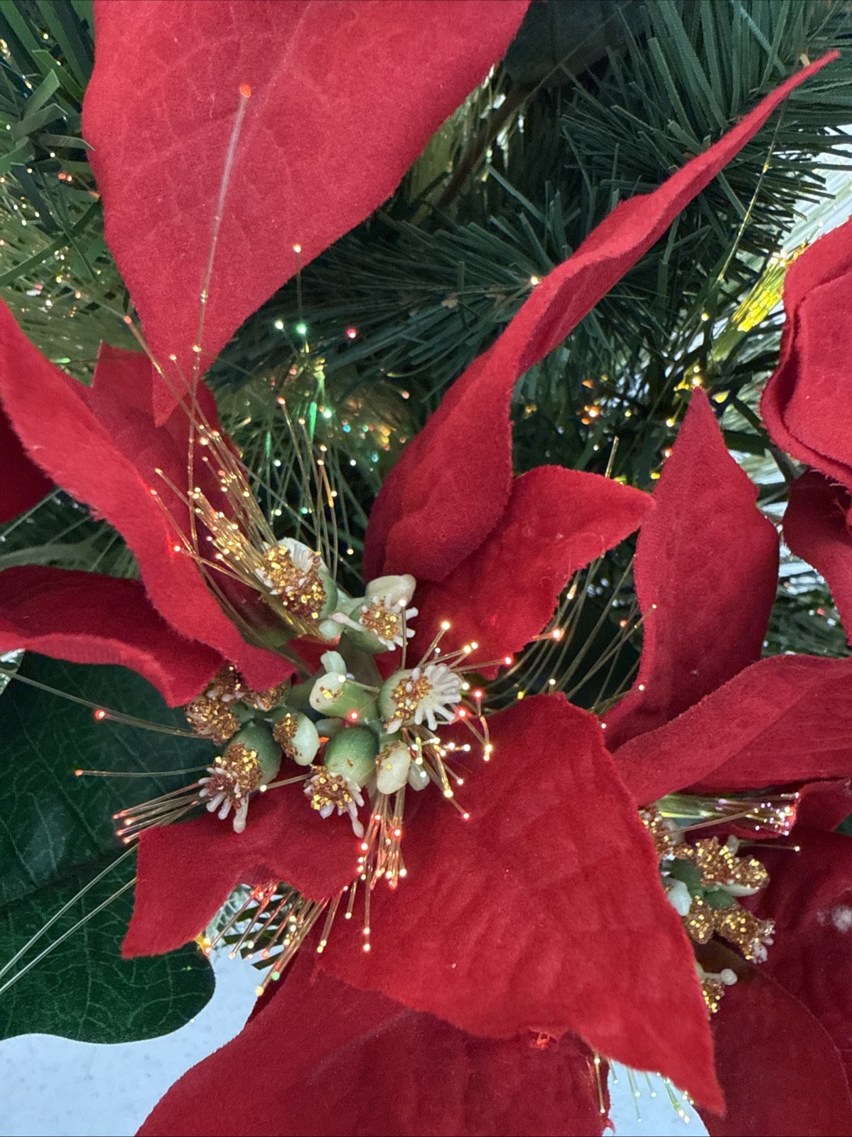 16” Fiber Optic Color Changing Poinsettia Flower Arrangement by Holiday Time