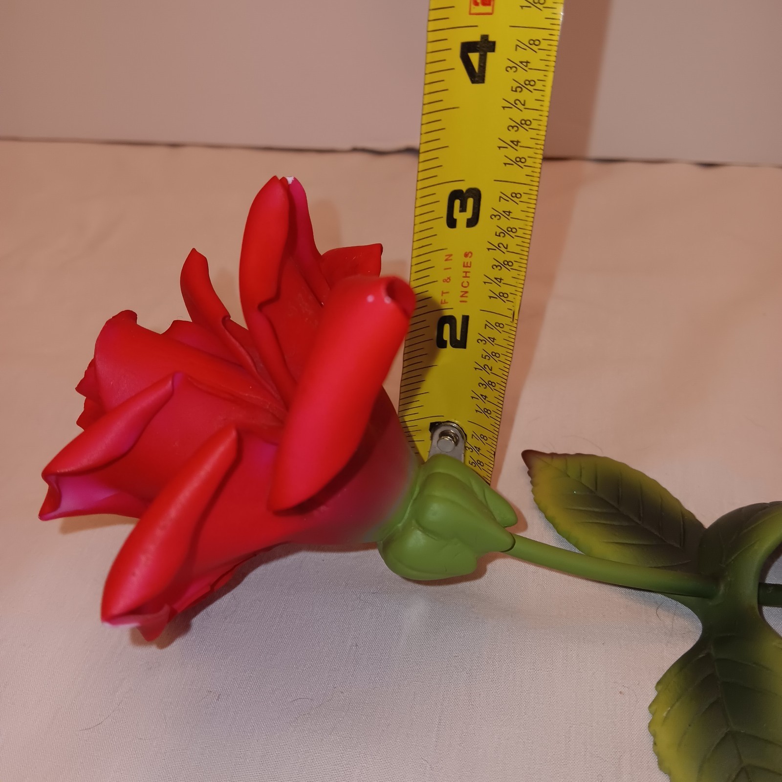 Vtg Capodimonte Red Rose on Stem Romantic Decor Made in Italy
