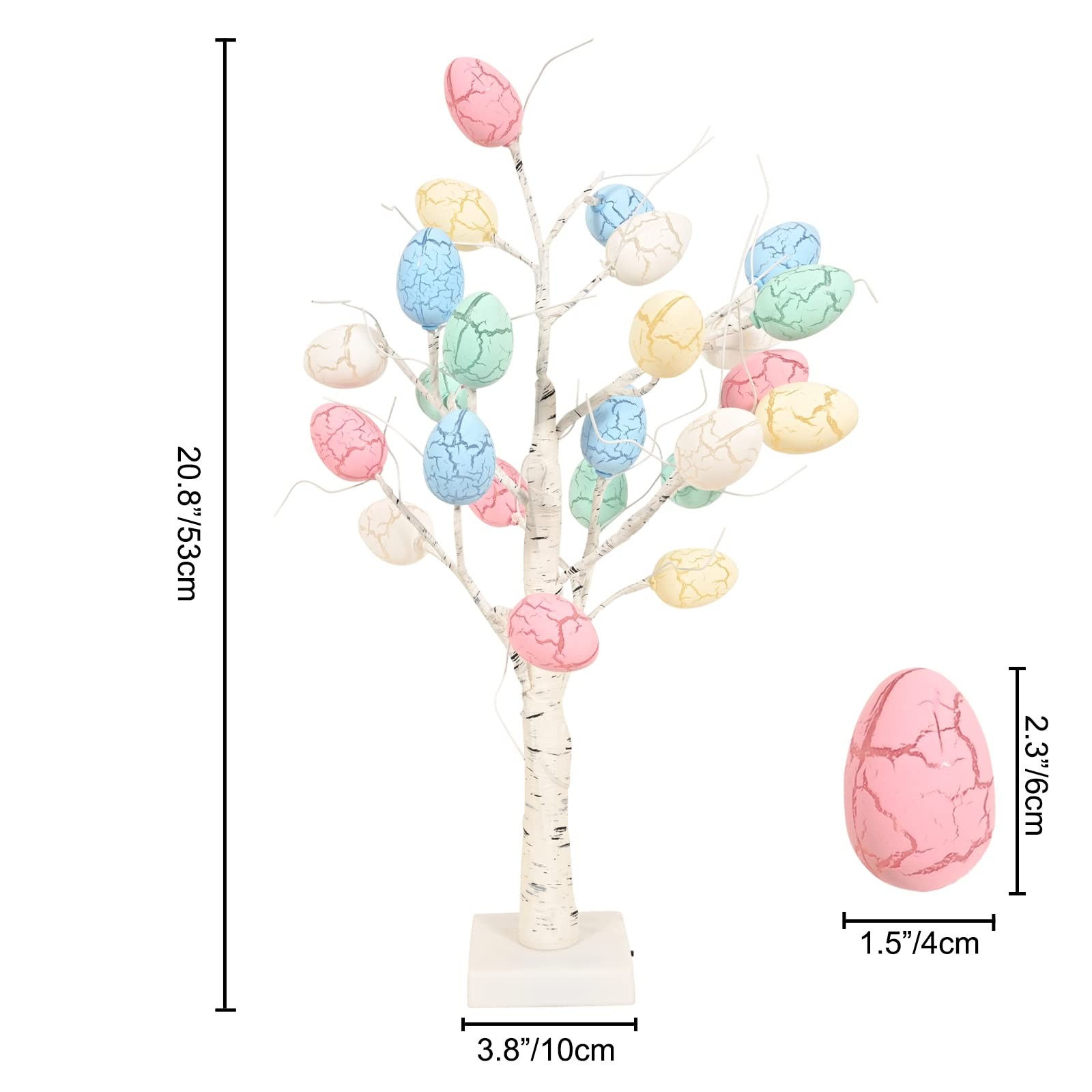 Easter Decorations kemooie 24 inch Pre-lit White Birch Tree with 24pcs Easter…