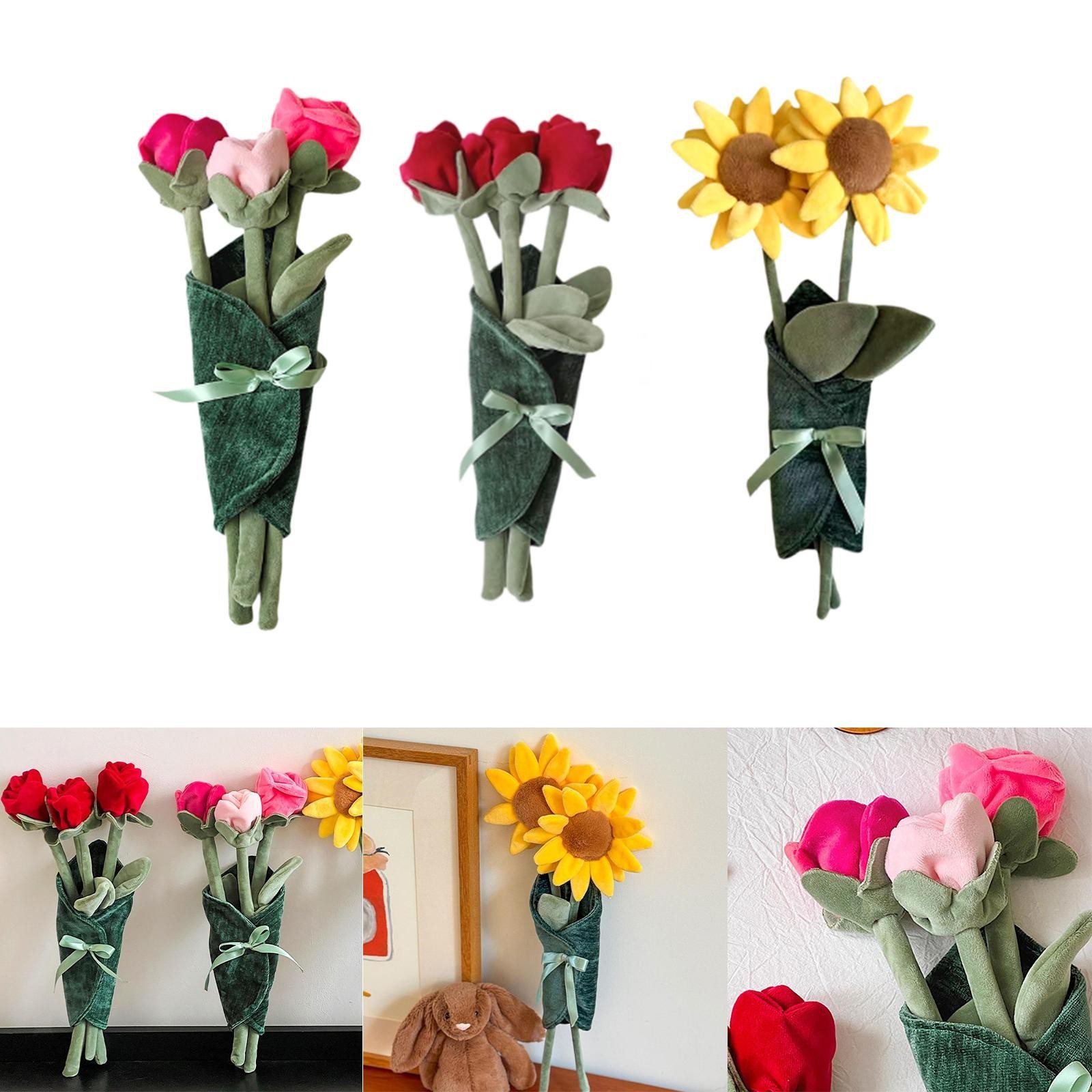 Flower Plush Doll Soft Cute Fabric Bouquet for Girls Women Valentine’s Day