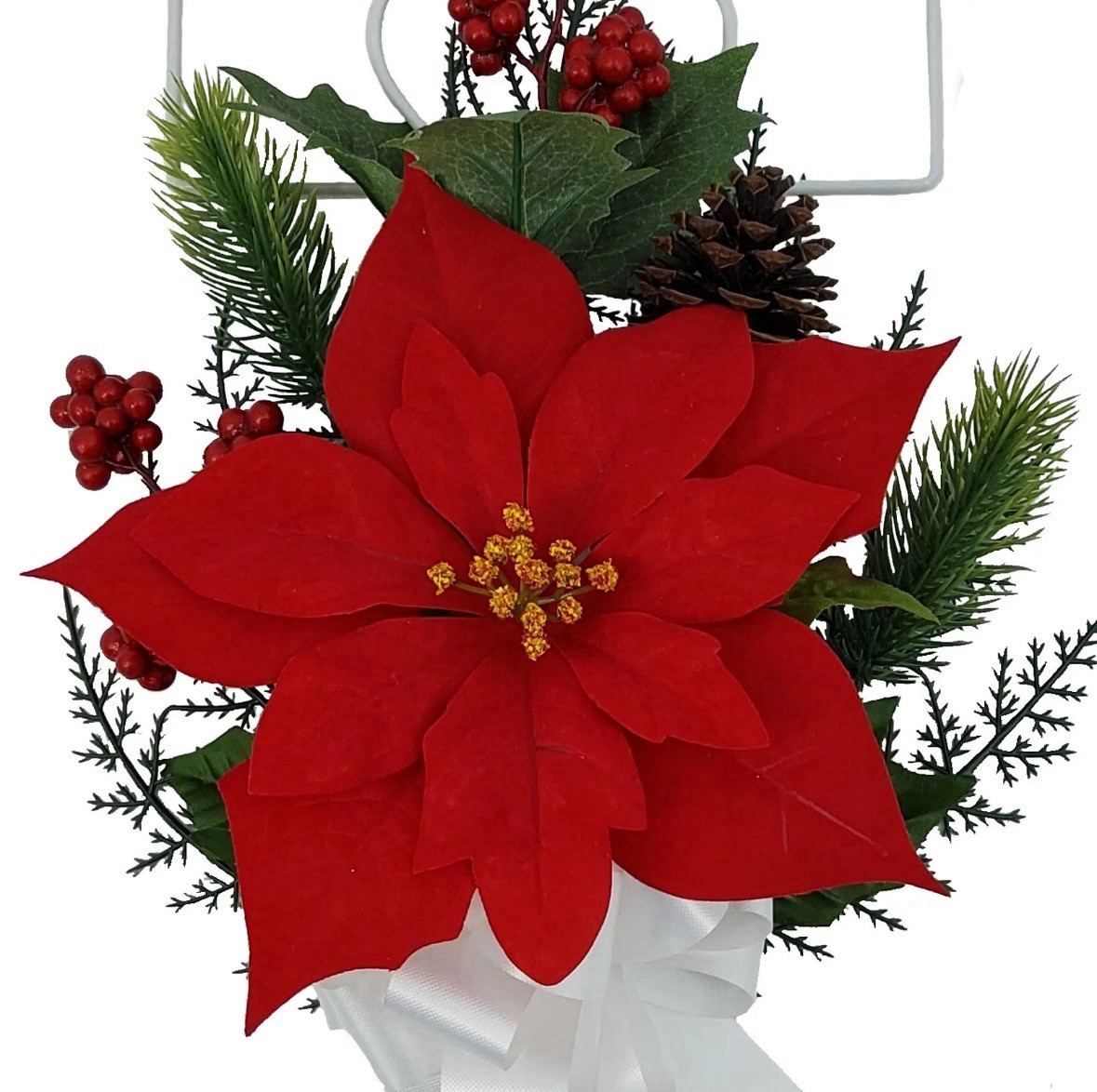 Mainstays 19.75” Artificial Red Poinsettia Wire Cross Cemetery Stakes – Set of 2