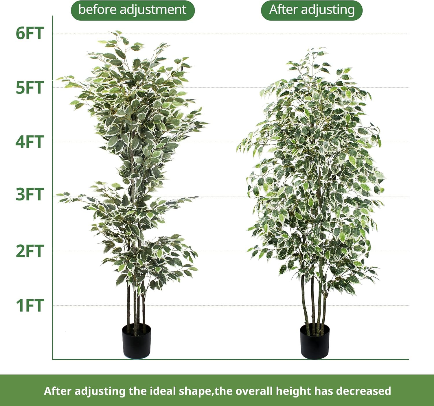 6Ft Artificial Ficus Tree – Lifelike Silk Plant for Home & Garden Decor