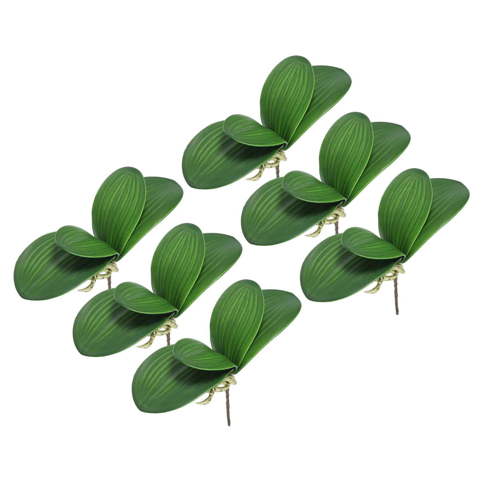 6 Pcs 4.3 Inch Faux Orchid Leaves 4 Petals Artificial Leaf with Stems