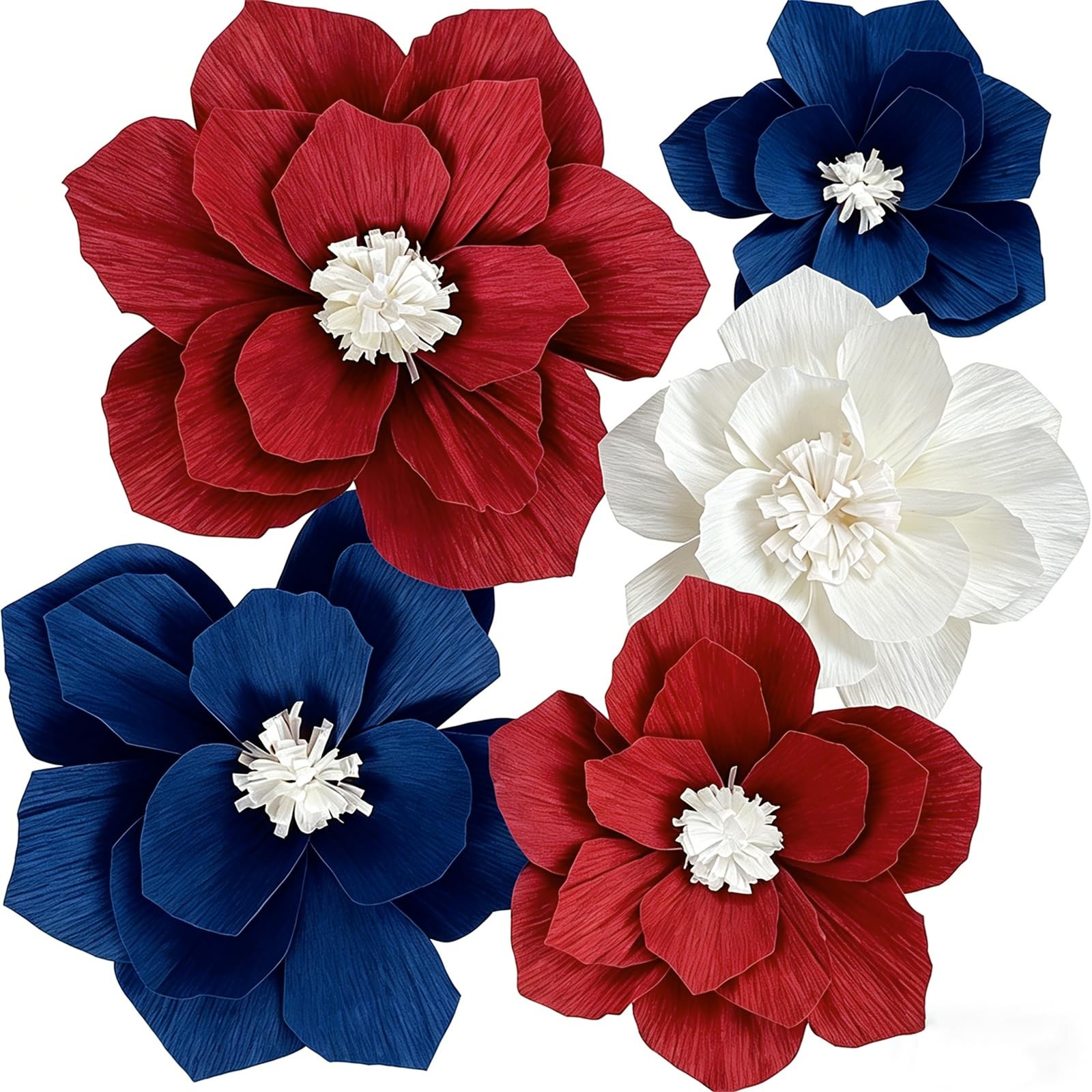 Red Blue White Flowers Artificial 3D Wall Décor Aamerican 250th Anniversary D…