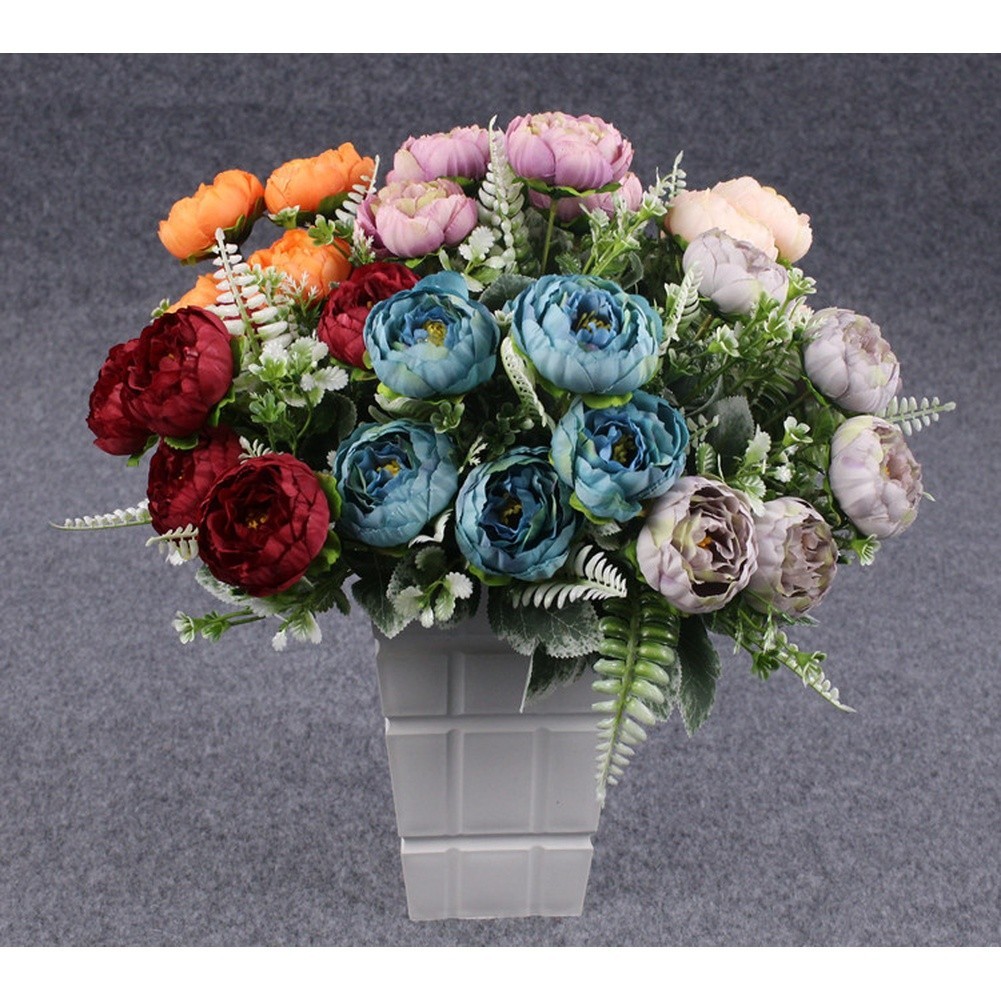 6 Head Silk Peony Bouquet Artificial Flowers for Wedding Home Decor Party