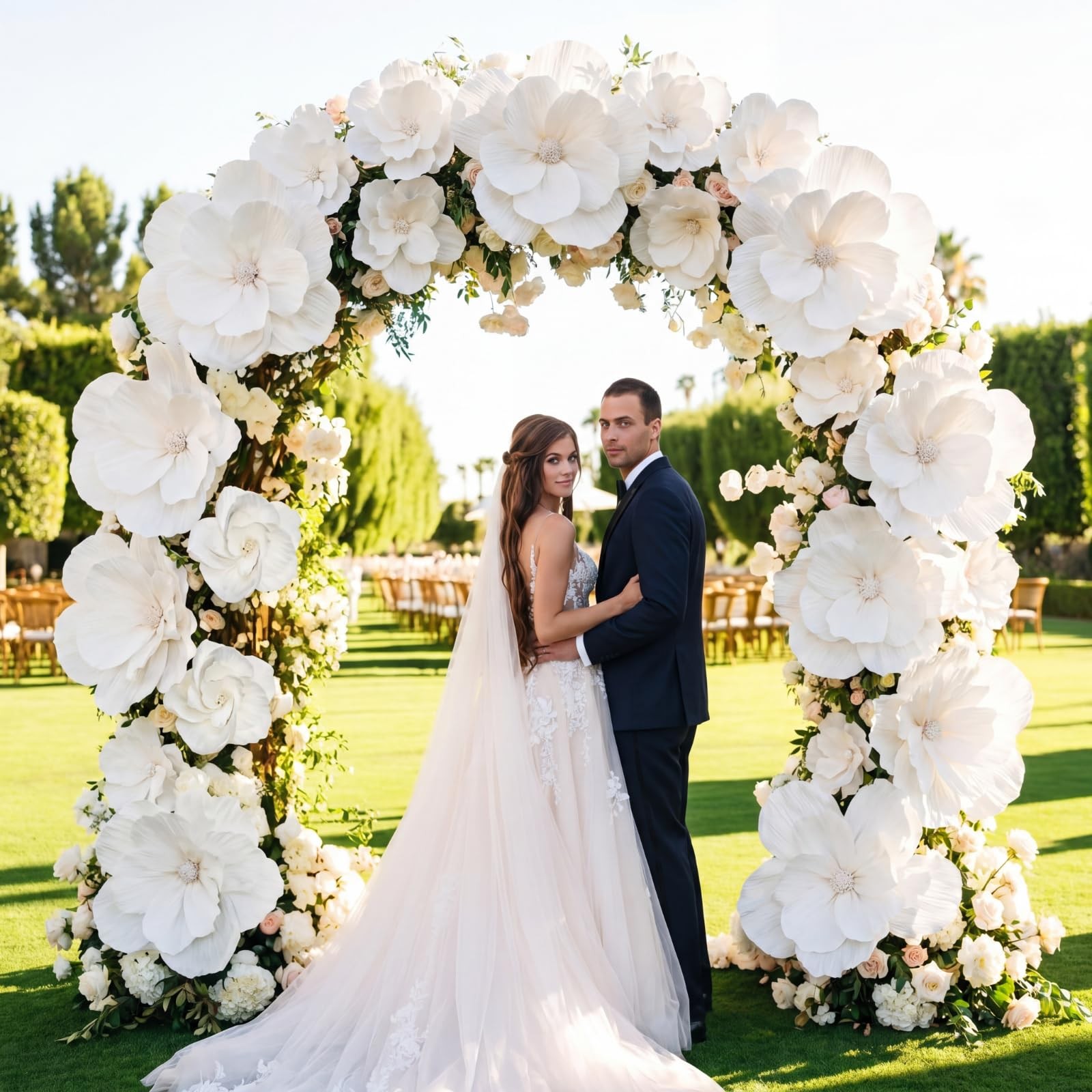 Giant Paper Flowers 2 pcs 24″ 4 pcs 12″ 6 pcs 6″ – Wedding Birthday Party