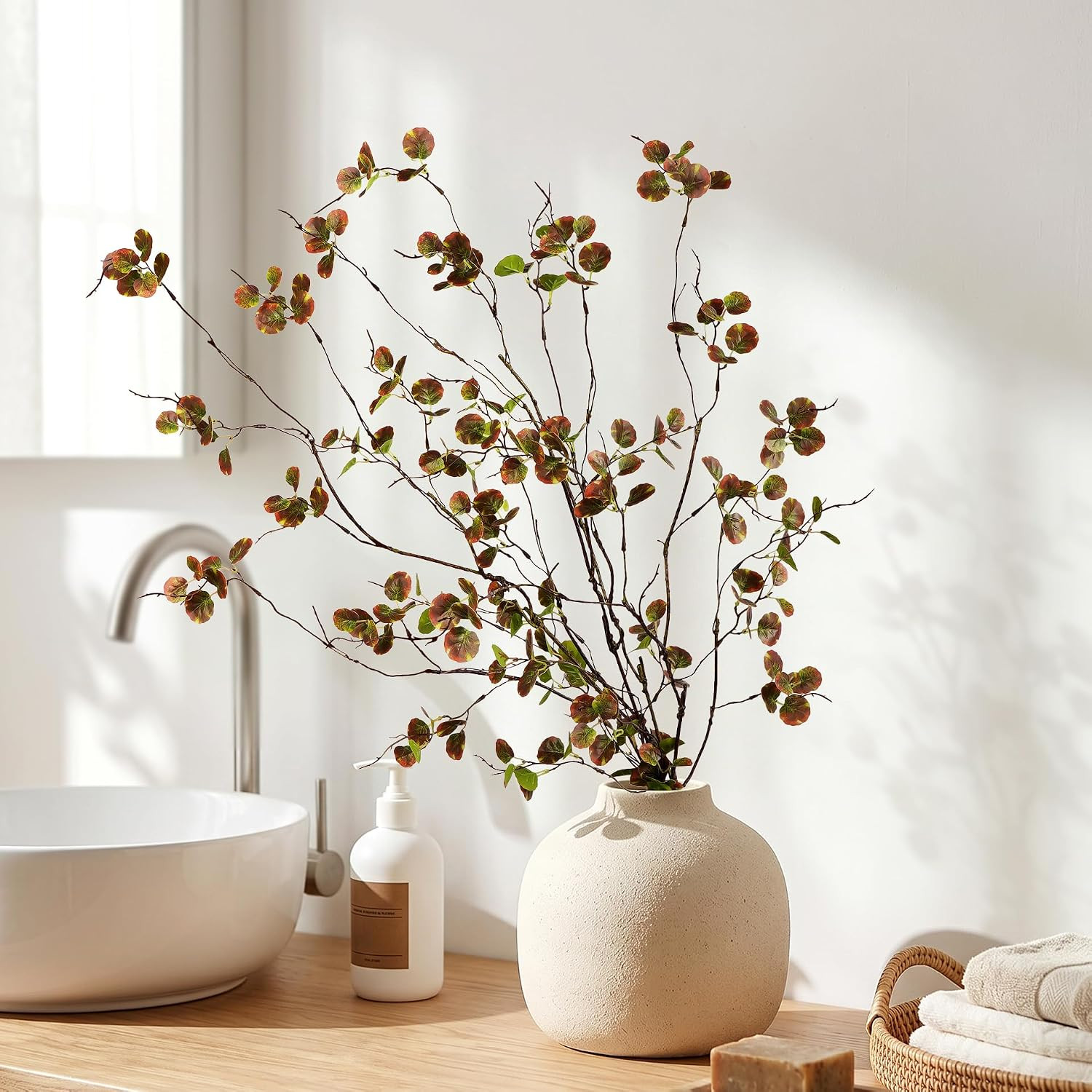Artificial Eucalyptus Stems for Vase 4PC – 36 Inch Fake Plant Branches for Indoo