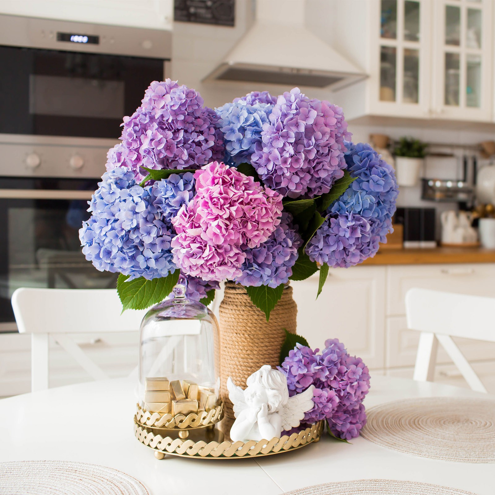 30Pcs Hydrangea Artificial Flowers Fake Hydrangea Flowers Light Pink