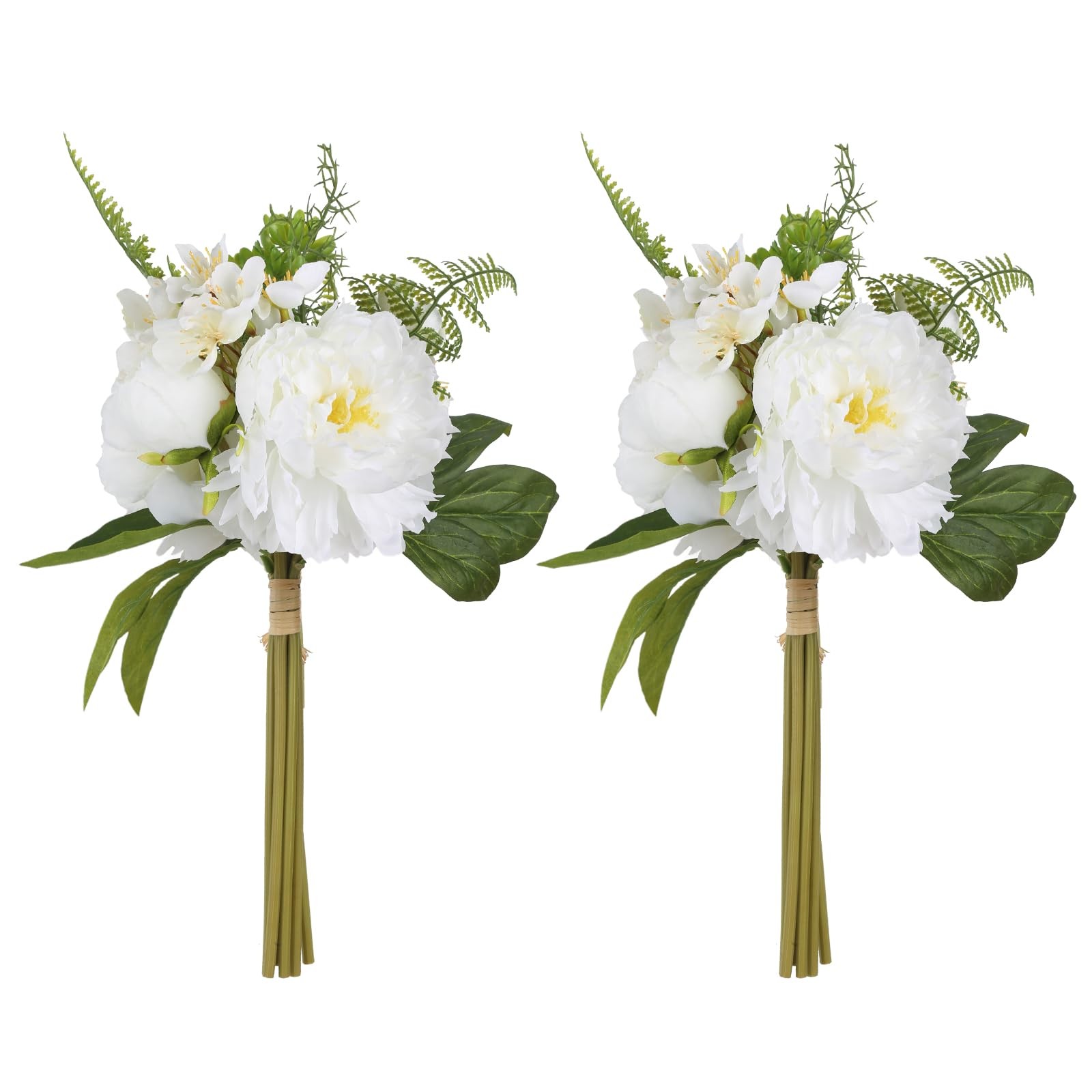 White Fake Peonies 2 Bouquets Peonies Artificial Flowers Silk Peonies Faux Fl…