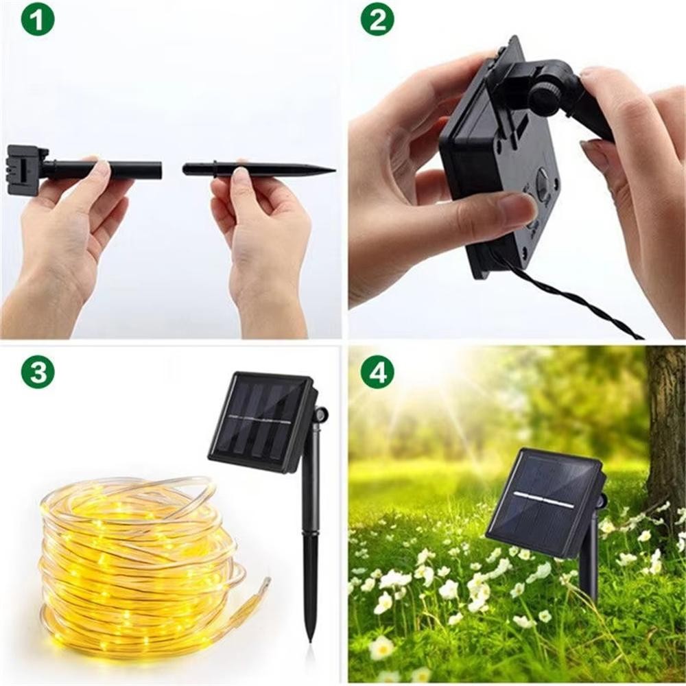 7m/12m/22m/32m Garland Tube Strip Lights Outdoor Waterproof LED Solar Rope Strin