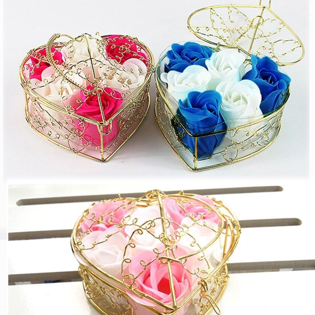 Heart Scented Petal Rose Soap Flower Wedding Valentines Day Gift Box 2 Packs