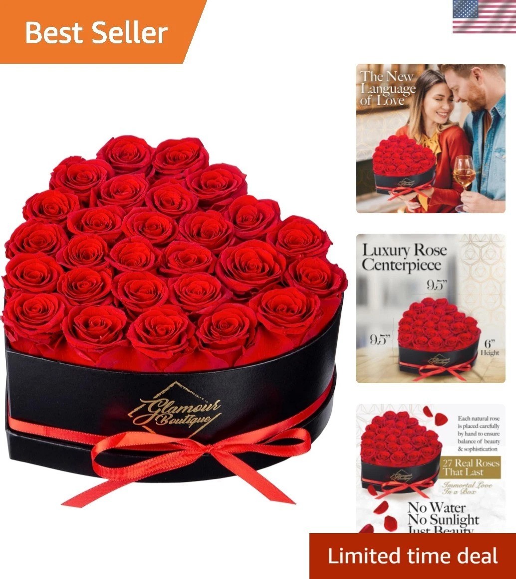 27 Flower Forever Heart Shape Box, Mothers Day Gift For Mom, Eternal Preserve…