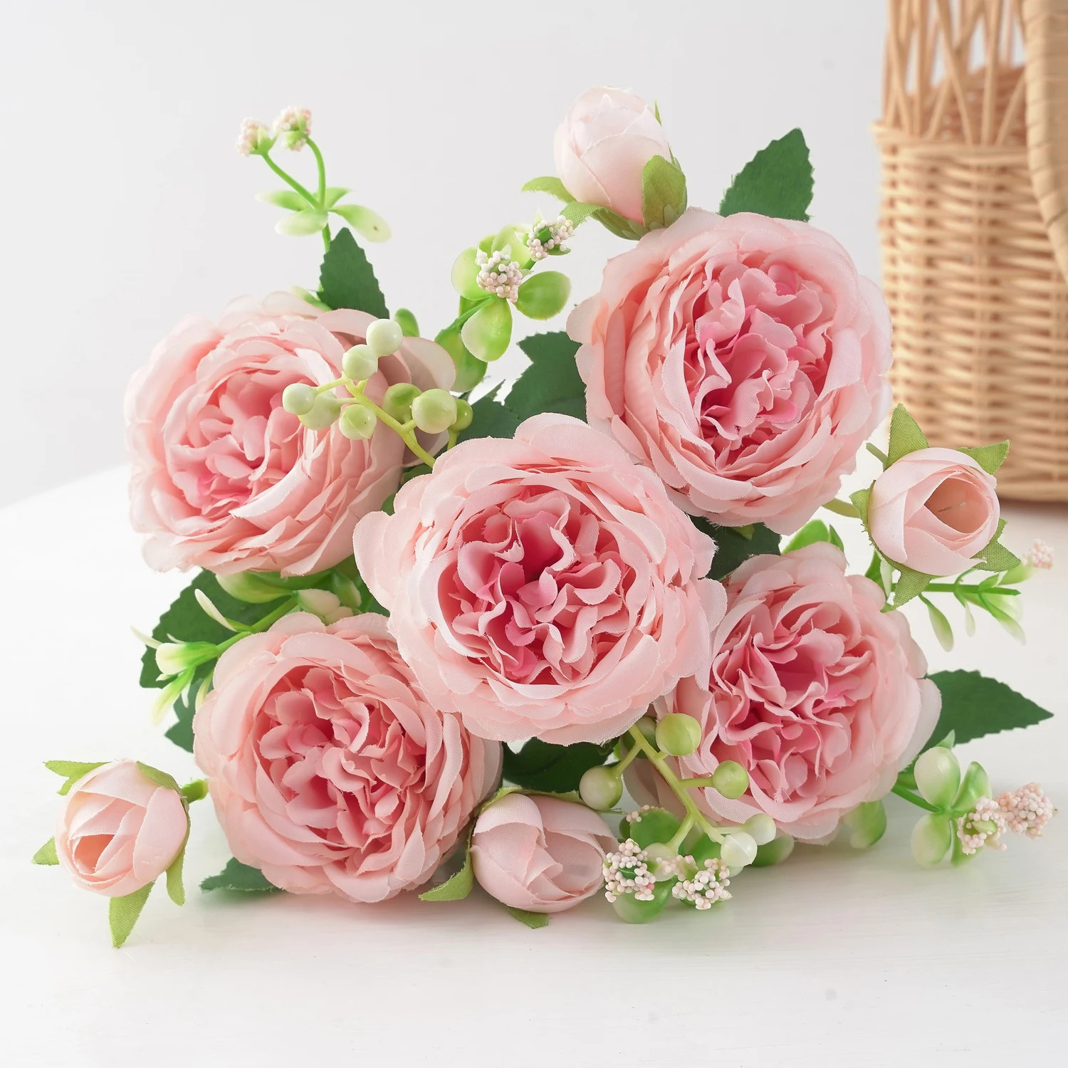 Artificial Silk Peony Flowers Fake Flower Faux Bouquet For Weddings Display HOT
