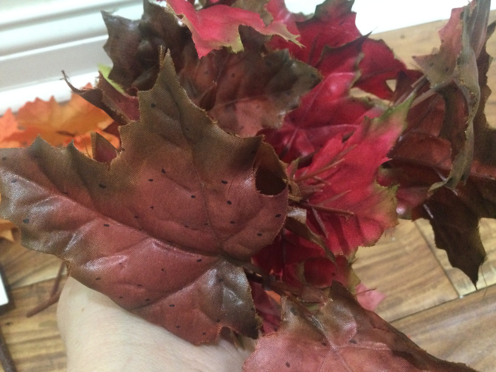 Candle Ring Oak Leaves PINECONE Fall Floral Decor 3.5” DIAM+ 3 BUSHES SILK