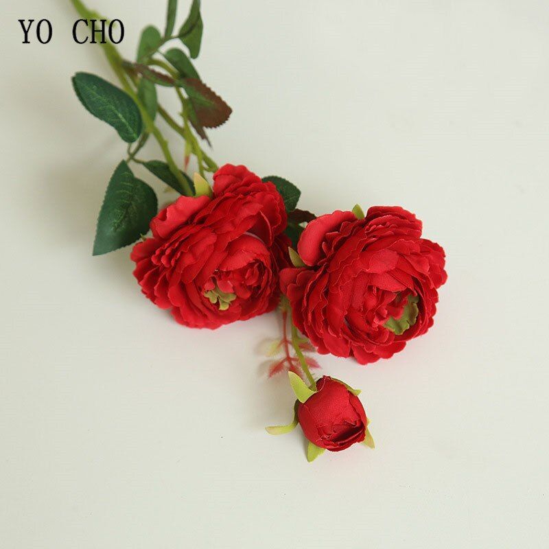 3 Head Artificial Rose Synthetic Flower For Valentine Wedding Bouquet Decor NEW