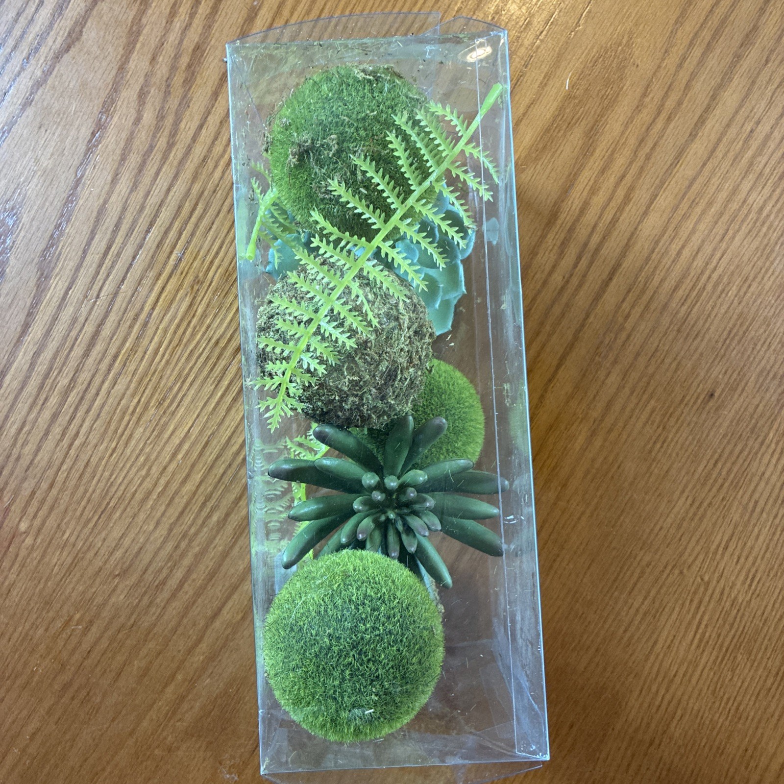 Box Of Artificial Floral Decorations Succulents, Ferns And Moss Balls By Ashland