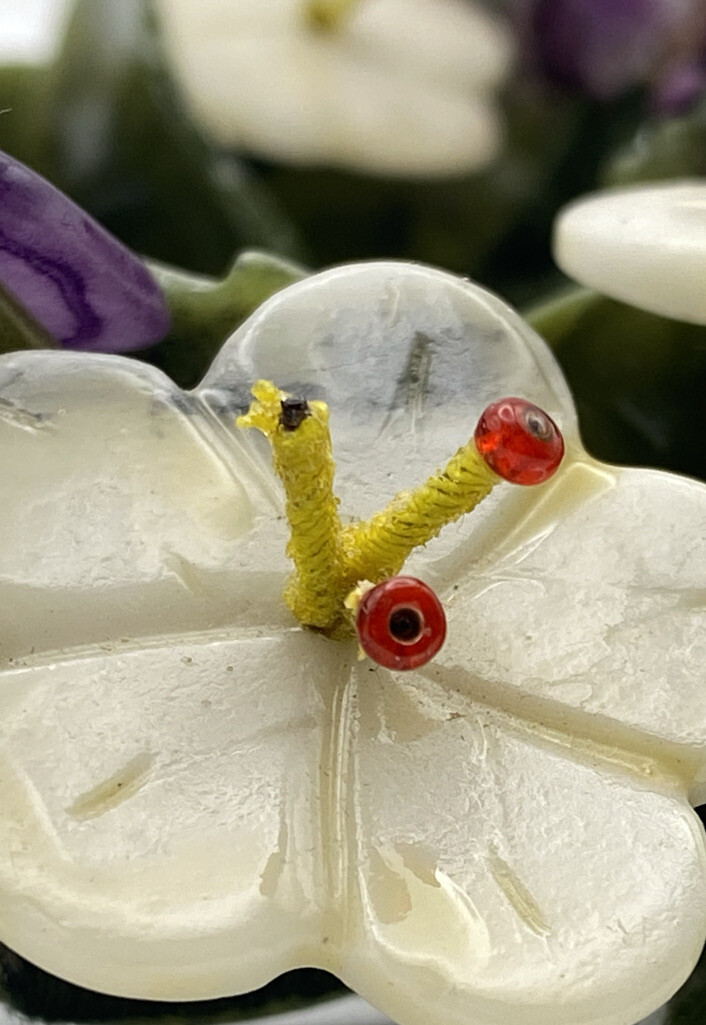 Asian Style Carved Semi Precious Stones Floral Candle Ring Wreath