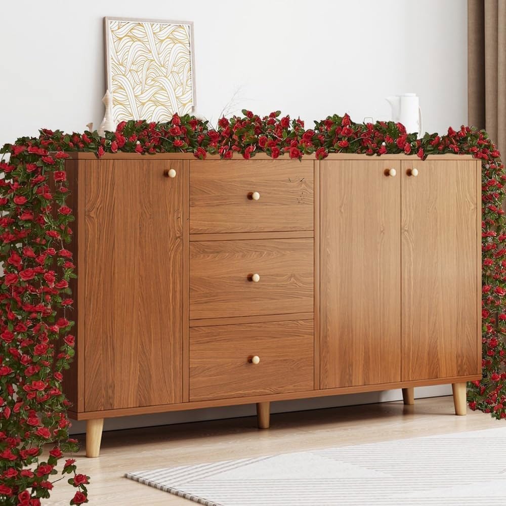 9Pcs 73.8FT Artificial Fake Rose Vine Garland Hanging Plants Home Wedding Decor