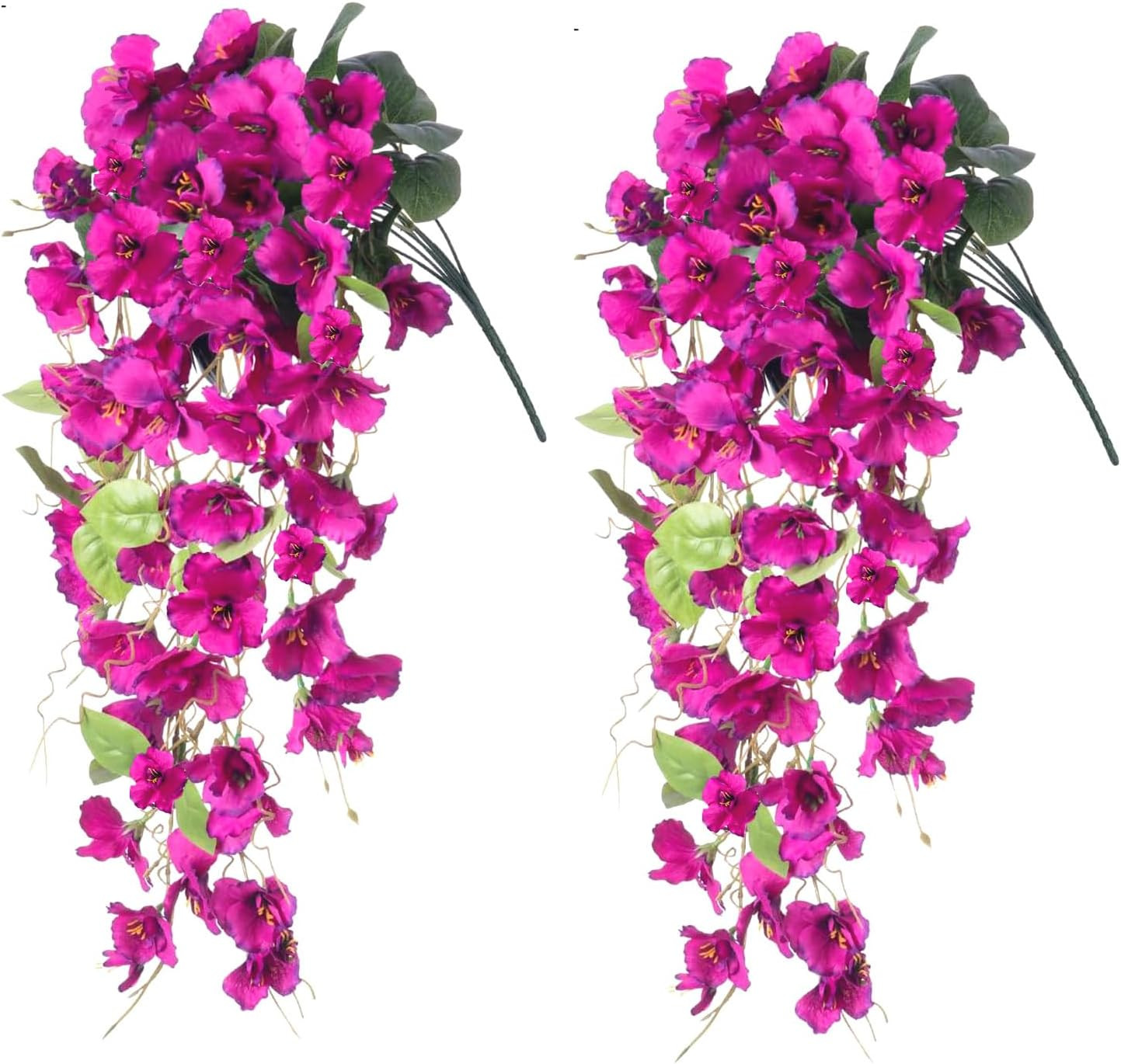2 Pack Artificial Hanging Flowers, Fake Hibiscus Hanging Plants, UV Resistant Si