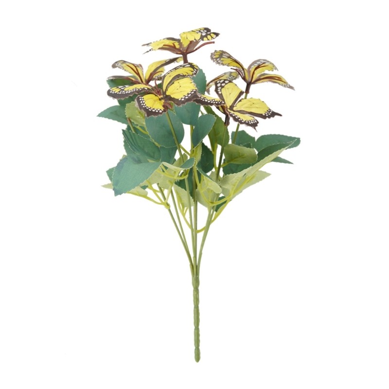 7 Head Artificial Butterfly Flowers Colorful Plastic Realistic Home Decors