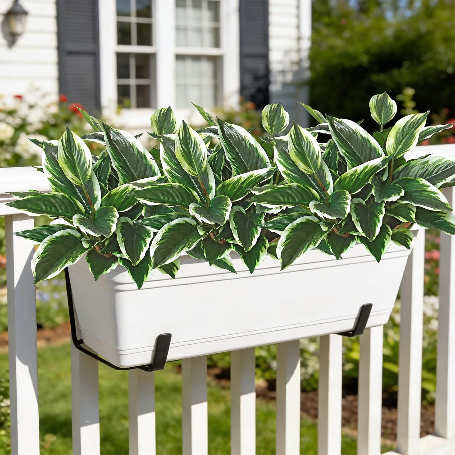 UV Resistant Faux Hostas – 4PCS Outdoor Artificial Plants for Home & Office