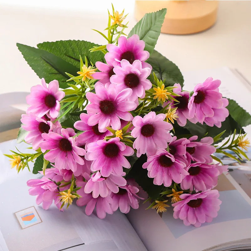 5 Fork 15Head Artificial Daisy Gerbera Flower Chamomile Flower Wedding Home Deco