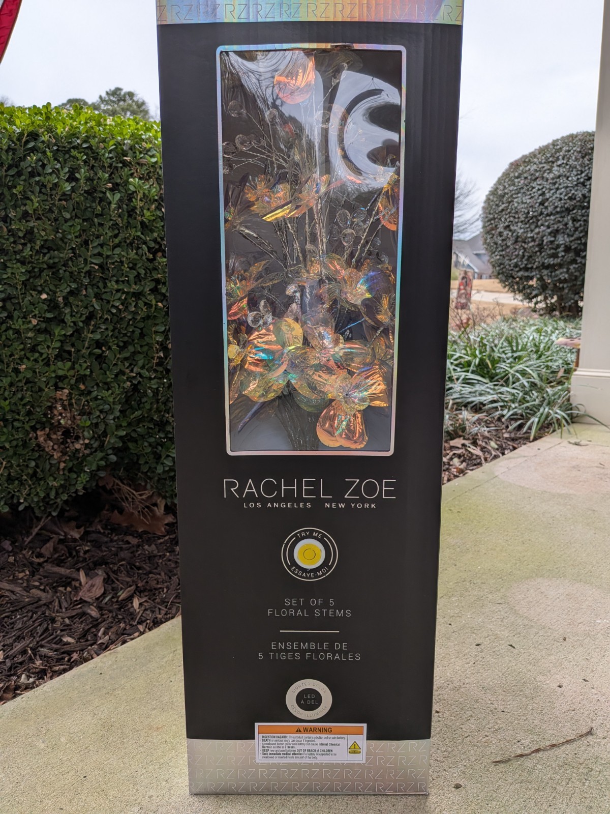 Rachel Zoe Iridescent Flowers Set of 5 Floral Stems LED Lighted Decor NIB