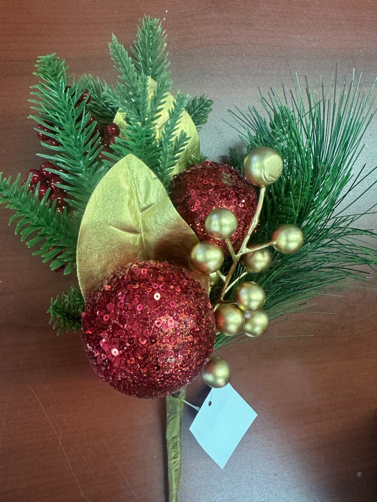 NEW Set of 4 Ornament, Pine and Berry Picks by Valerie in RED H468253