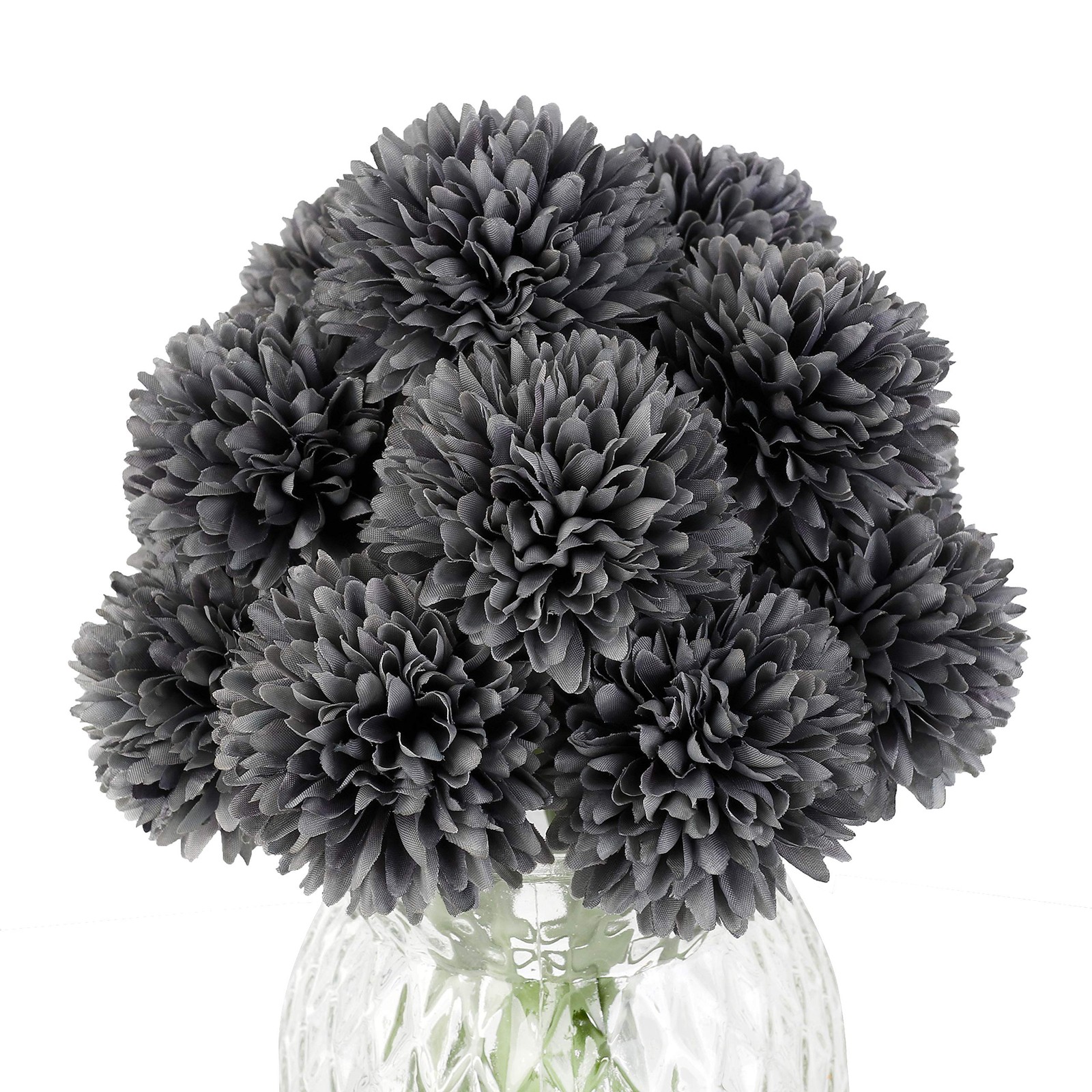 12pcs Gray Artificial Flowers Fake Flowers Silk Artificial Chrysanthemum Hydr…
