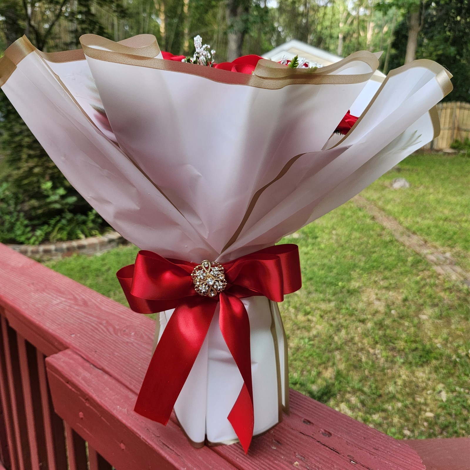 Rosas Eternas, bouquet 9 Pack Color Red Satin