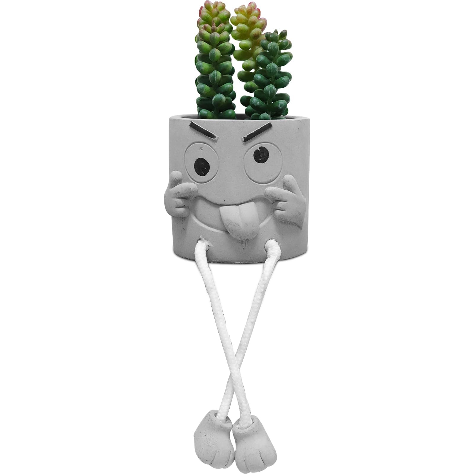 1 PCS Artificial Succulents Cement Pots Hanging Leg Kitchen Shelf Wall Decor