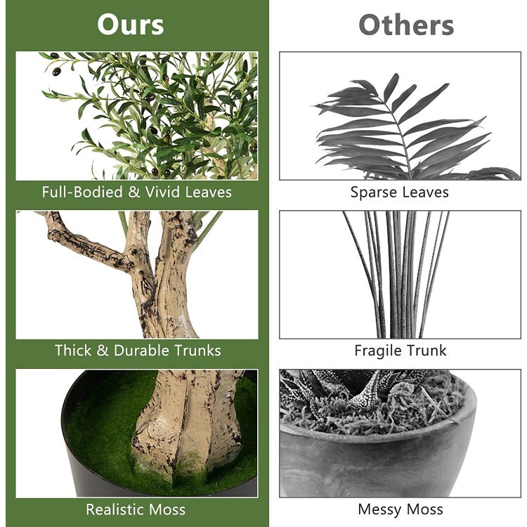 6′ Indoor Outdoor Decoration Artificial Olive Tree Plant w/Built-in Cement Pot