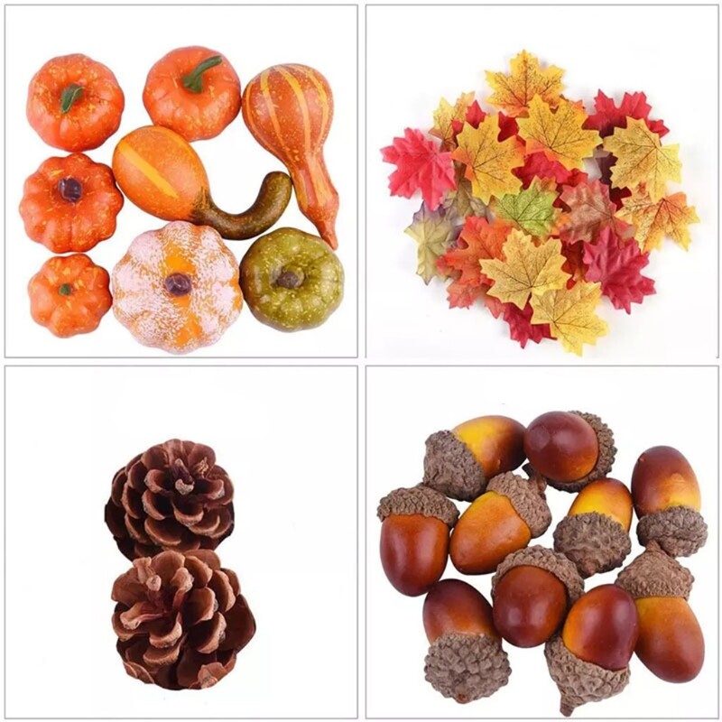 Artificial Pumpkin Gourd Acorn Berries Maple Leaf Fall Harvest Decor Props