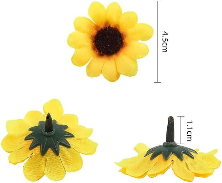 Mini Yellow Artificial Flower Heads 100 PCS Fake Sunflower Fabric Craft Decor
