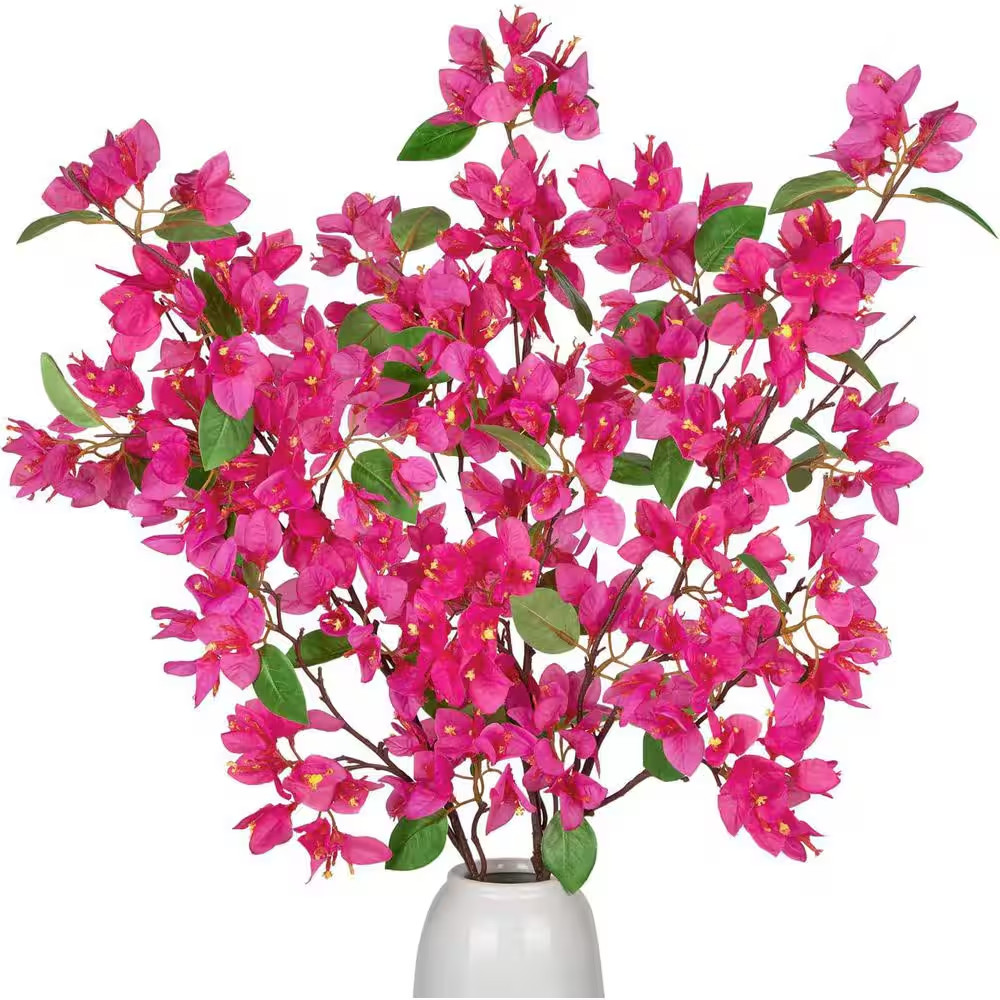 Fuchsia Artificial Bougainvillea Branch Stem 37. 4In Silk Flowers 3Pcs Pack for