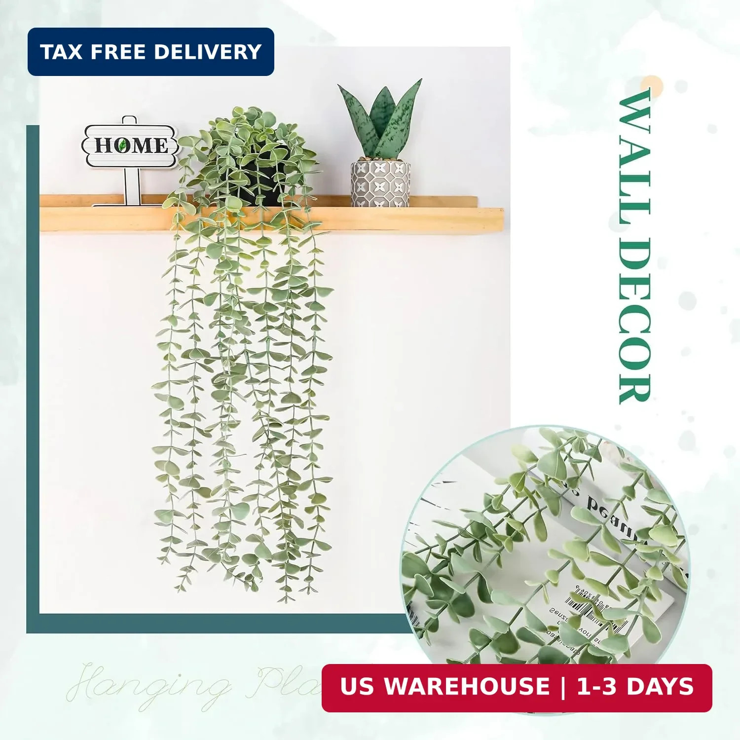 Der Rose 1Pcs Fake Plants Hanging Artificial Potted Faux Eucalyptus Plants for M