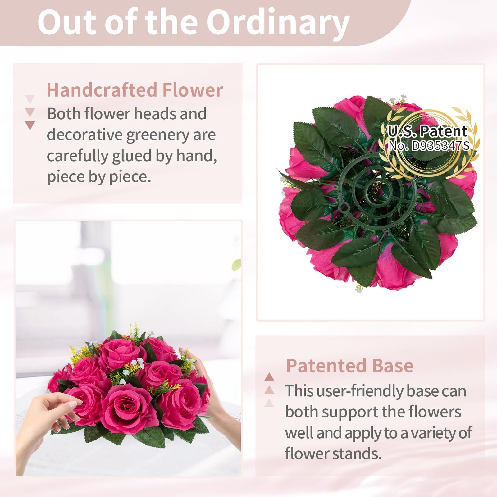 NUPTIO Flower Ball for Table Centerpieces 6 Pcs Hot Pink Artificial Rose Kiss…