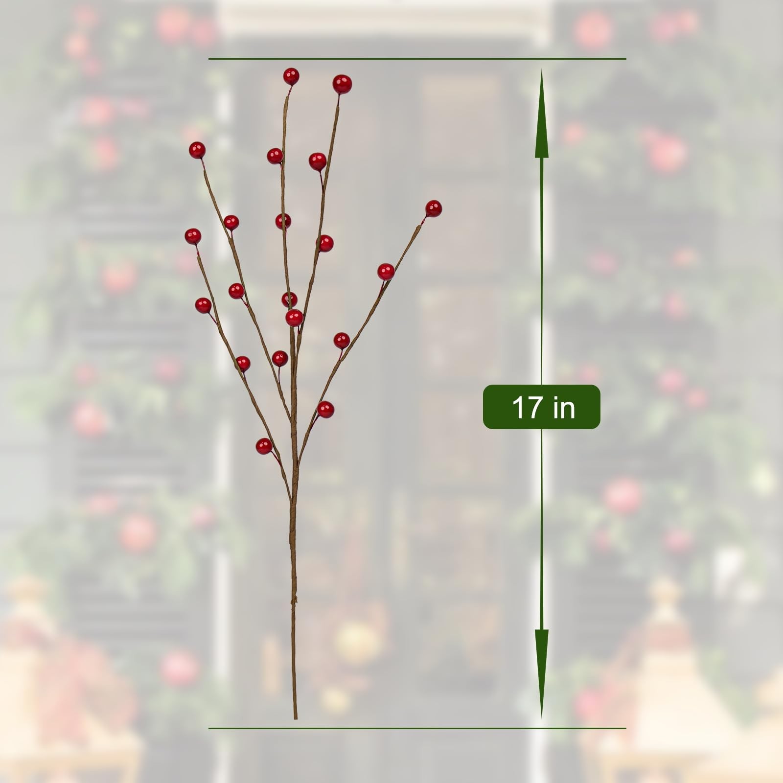 24 Pack Christmas Tree Picks 17 Inch Red Berry Picks Artificial Holly Berry S…