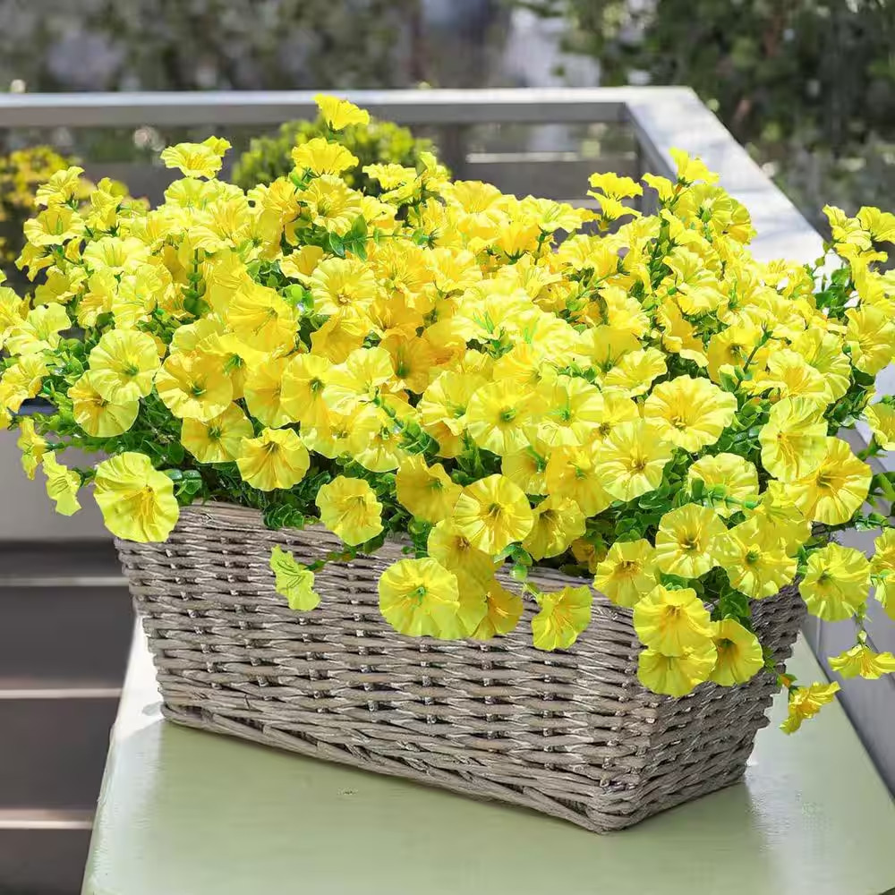 12-Bundles Yellow Silk Morning Glory with Eucalyptus