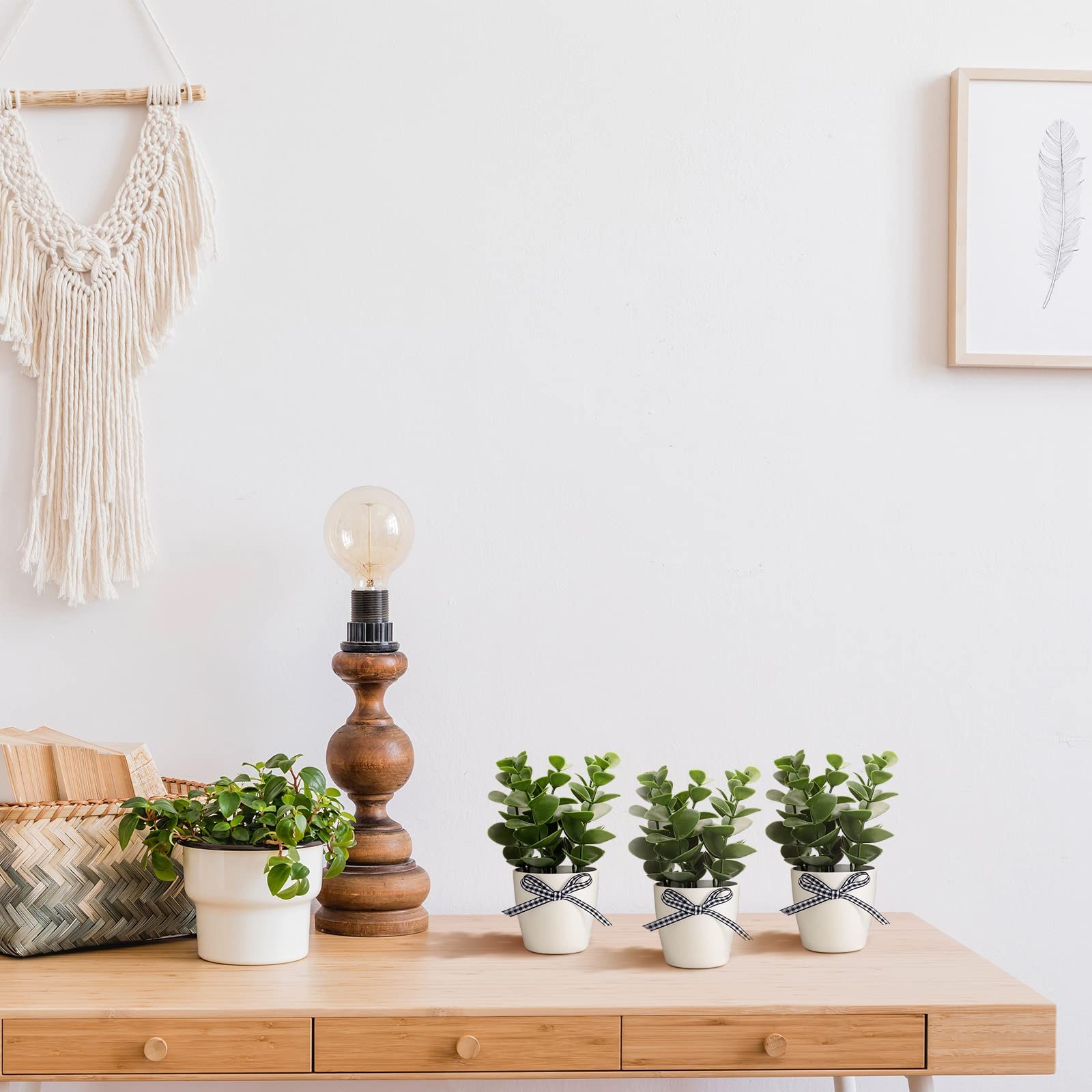 Farmhouse Tiered Tray Decor Mini Potted Eucalyptus Decor Plant Decor Items fo…