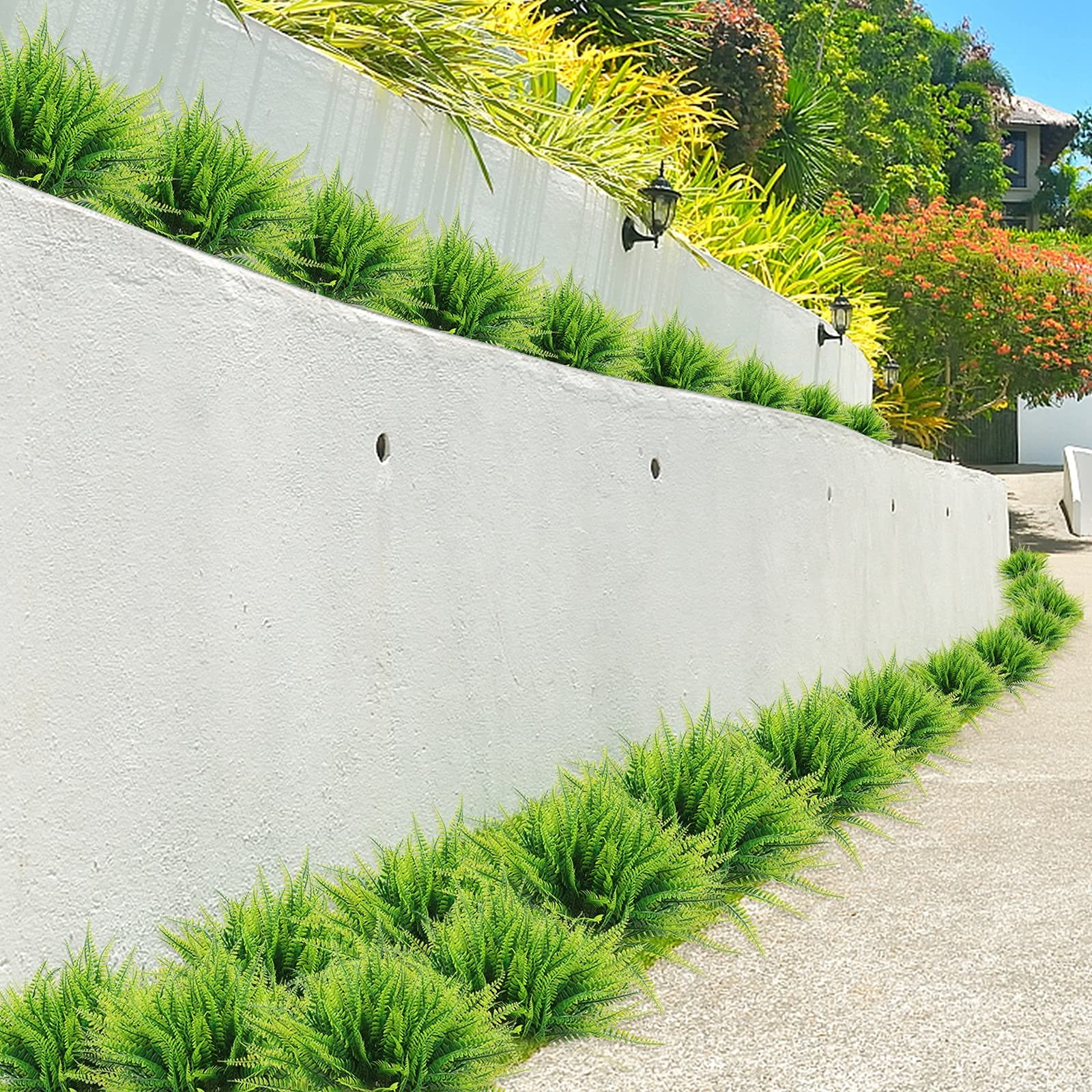 Outdoor Artificial Boston Fern Plants Bushes 20Packs Faux Plants Shrubs Green…