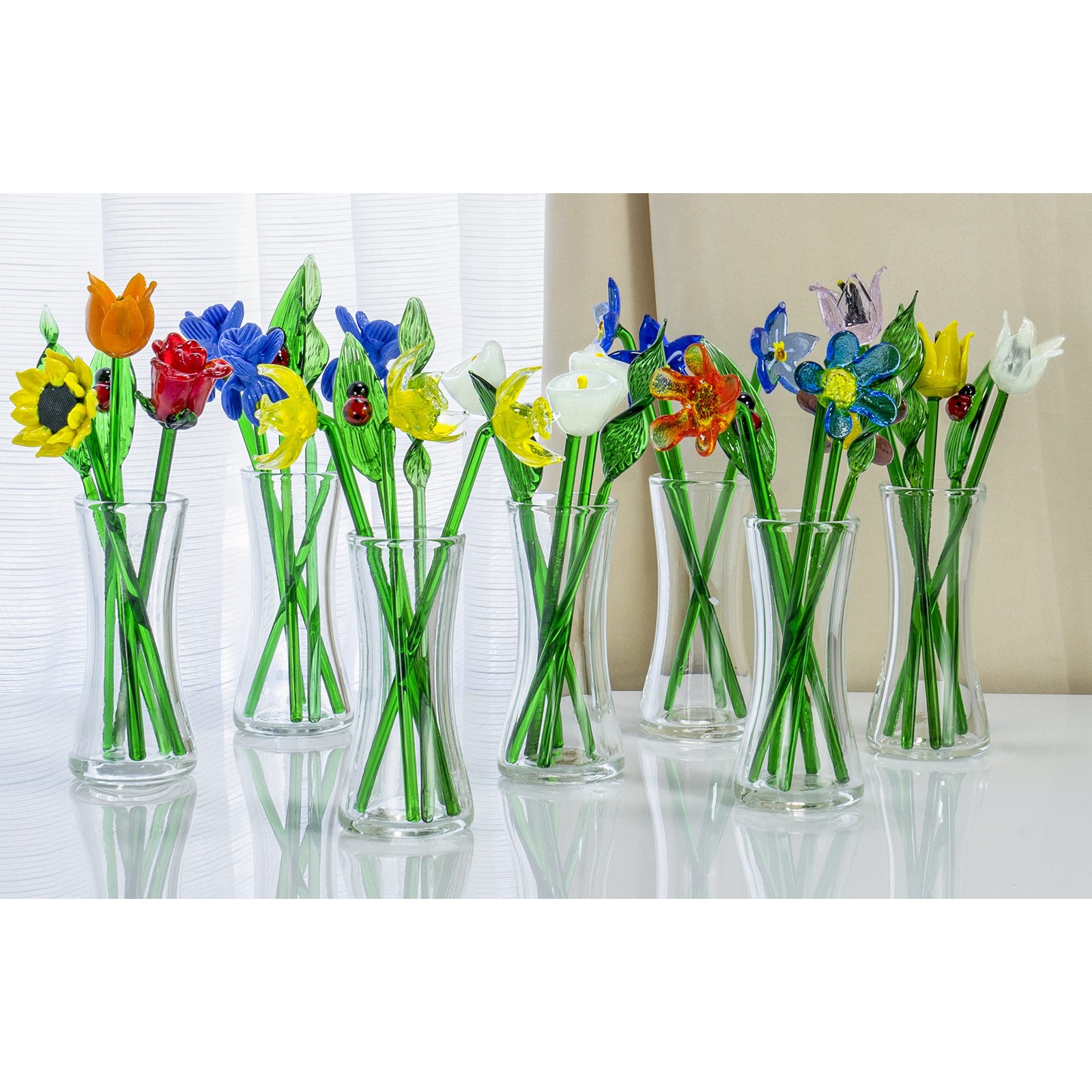 Decorative Glass Lovely Flower Bouquet with Vase, Gift Boxed – Red Roses